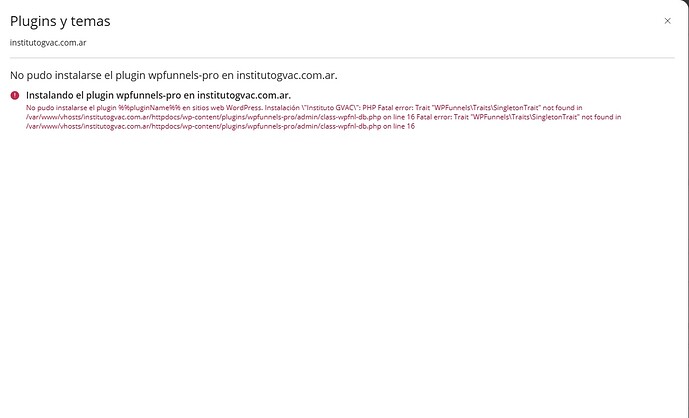 Error Instalar wpfunnels